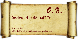 Ondra Nikétás névjegykártya